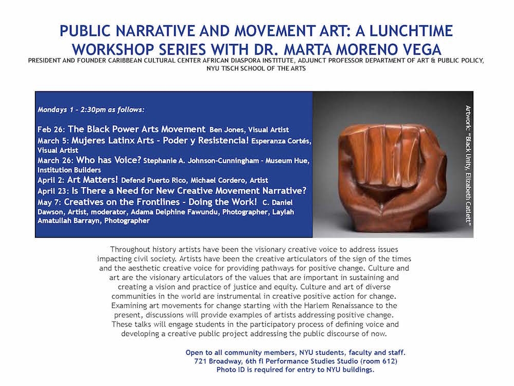 Public Narrative and Movement Art: A Lunchtime Workshop Series with Dr. Marta Moreno Vega